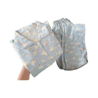 Imagem de Conjunto De Pijamas Femininos Com Estampa De Ganso Moda Coreana Doce E
