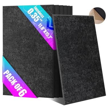 Imagem de Pacote com 6 painéis acústicos de parede autoadesivos, painel de som de alta densidade de 30 x 39,9 cm, painéis acústicos decorativos que absorvem som para casa, escritório, estúdio de gravação (Preto