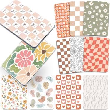 Imagem de Berirexrion Inserção de cartolina para capa transparente – 12 peças de decalque Boho Back Skin compatível com Kindle Paperwhite 11ª 12ª geração 17.3 cm acessórios de cartão floral para leitores e