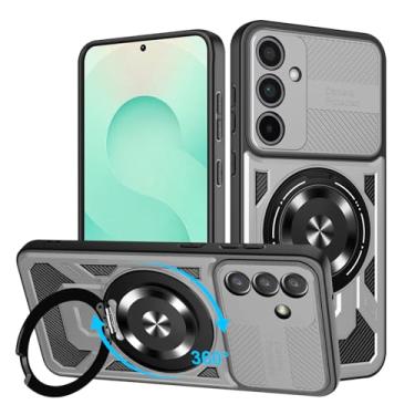 Imagem de Capa para Samsung Galaxy S25 Plus 5G, Gase de telefone para Samsung S25+ com Mag-Safe, capa protetora híbrida de proteção militar TPU com suporte de anel de metal de 360°, capa à prova de choque para