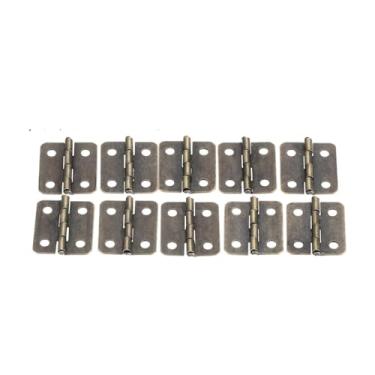 Imagem de 10 peças dobradiças com parafusos canto redondo prata/bronze/ouro 4 furos 18 * 16 mm caixa de madeira decorativa armário (bronze antigo)