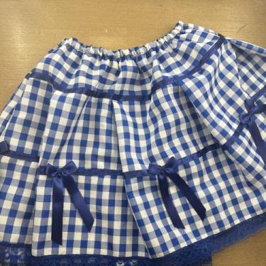 Imagem de Saia Junina Nordestina com Laços e Renda Cor:AzulTamanho:M - Perereca 