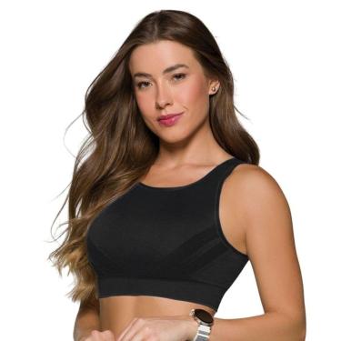 Imagem de Top Cropped Selene Sem Costura Feminino - Preto P-Feminino