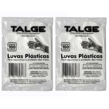 Imagem de Luva Plástica Descartável Proteção Higiene e Praticidade Talge 100un, 