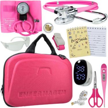 Imagem de Kit Enfermagem Super Luxo Maleta Exclusiva Completa - Love Saude, ROSA