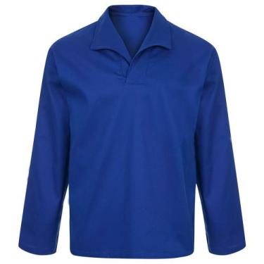 Imagem de Camisa Brim Manga Longa Azul Gola V - Confio, EXGG