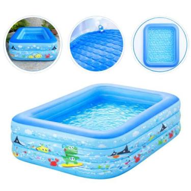 Imagem de Piscina Inflável Infantil Retangular 460 Litros com Fundo Acolchoado P