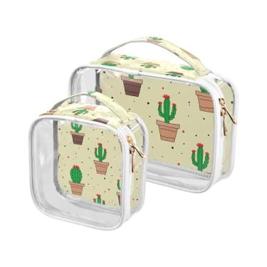 Imagem de xigua Bolsa de maquiagem de cactos com flores para mulheres, bolsa de cosméticos de viagem, bolsa de higiene portátil à prova d'água para viagens, férias, organização de banheiro