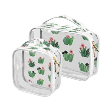 Imagem de xigua Bolsa de maquiagem de cactos em aquarela para mulheres, bolsa de cosméticos de viagem, bolsa de higiene portátil à prova d'água para viagens, férias, organização de banheiro
