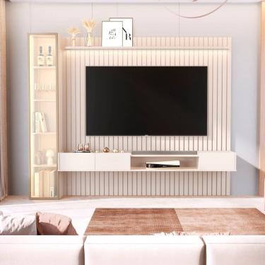 Imagem de Painel para Tv 84 Polegadas 100% Mdf com Led Vitoria Regia Off White