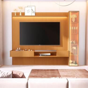 Imagem de Painel para Tv 84 Polegadas 100% Mdf com Led Vitoria Regia Marrom