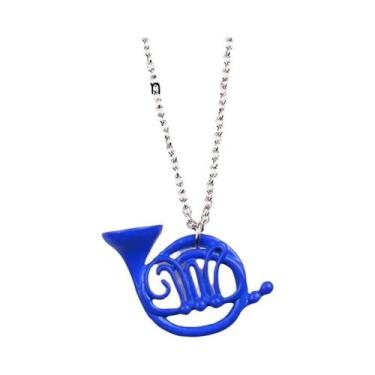 Imagem de Colar Com Pingente De Trompa Francesa Azul E Guarda-Chuva Amarelo Para