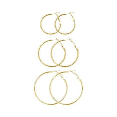 Imagem de Conjunto De Brincos Grandes Em Ouro 18K Para Mulheres, Leves E Hipoale