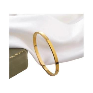 Imagem de Pulseira Oval Lisa À Prova d'Água Em Ouro E Prata, Joia Minimalista Ch