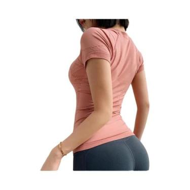 Imagem de Camisetas De Yoga Femininas De Verão Com Manga Curta, Gola Redonda, Re