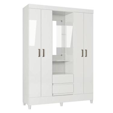 Imagem de Guarda Roupa Solteiro 4 portas com pés Capelinha Fit Branco Brilho - S