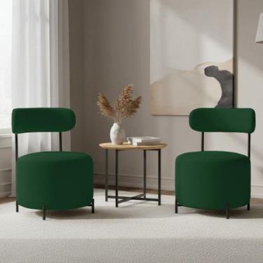Imagem de Poltrona Sala Decorativa Virgínia Kit 2 Aço Preto Bouclê D03 - D Rossi