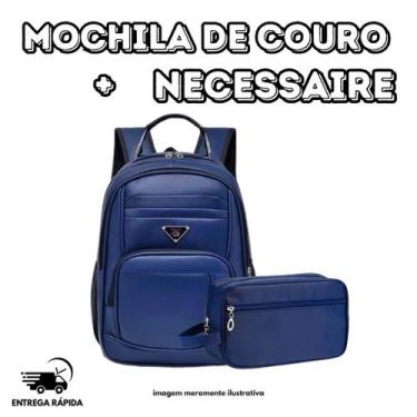 Imagem de Kit Mochila material sintético Unissex Reforçada Notebook 15 + Necessa