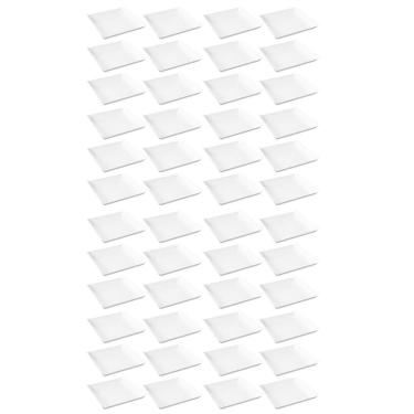 Imagem de 48 Pratos Quadrados Brancos Grandes 21cm Plástico Lanchonete Padaria Cozy Coza