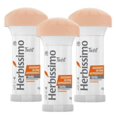 Imagem de Kit Desodorante Twist Antitranspirante Vanilla Herbíssimo 45g c/3 unid