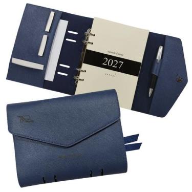 Imagem de Agenda Diária 2027 155-R Raffai Couros, Azul Jeans