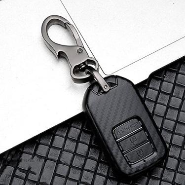 Imagem de YJADHU Capa de chave de carro em ABS de fibra de carbono brilhante para carro, adequada para Honda Civic CR-V HR-V Acordo Jade Crider Odyssey Pilot Ridgeline, I, preto