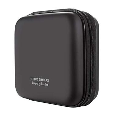 Imagem de alavisxf xx Capa para CD, capa protetora de EVA com capacidade para 48 Blu-ray, DVD, portátil, com zíper, suporte de CD, organizador de disco, bolsa carteira para carro, viagem em casa (capacidade 48,