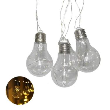 Imagem de Cordão Varal 10 Lampadas LED Natal Festa 5 Metros Bivolt 100 LEDs Branco Quente Decoraçao