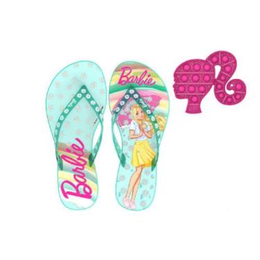 Imagem de Chinelo Infantil Barbie Verde/Rosa Com Pop It Grendene 22788