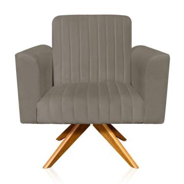 Imagem de Poltrona Giratória Gomada Marrom Rato Base Madeira