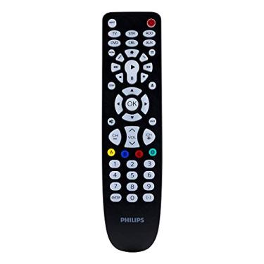 Imagem de Controle remoto universal retroiluminado Philips para Samsung, Vizio, LG, Sony, Sharp, Roku, Apple TV, RCA, Panasonic, Smart TVs, reprodutores de streaming, Blu-ray, DVD, 6 dispositivos, preto, SRP9368D/27
