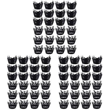 Imagem de 72 peças Suporte Padrão Bruxa Wapper Castelo Bandejas Papel à Prova de Cuake Graxa Preto Mini Bolo Embrulho de Aniversário Forros Decorativos Loja Embrulho Decoração de Casamento Muffin Case