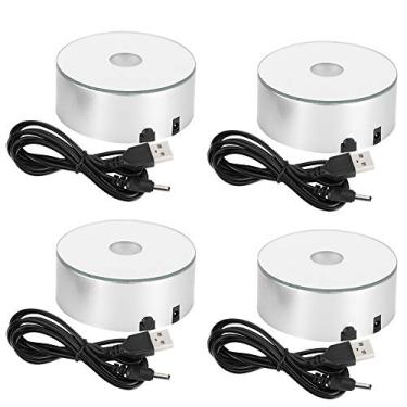 Imagem de Base de luz, luz colorida, carregamento USB, 4 peças, base de decoração de casa, suporte de LED, para casa, estátuas de cristal, bar, joias
