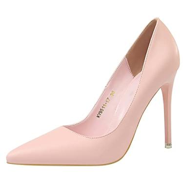 Imagem de Sapato feminino bico fino salto alto salto alto clássico festa casamento noite, rosa, 40 EU / 9 EUA