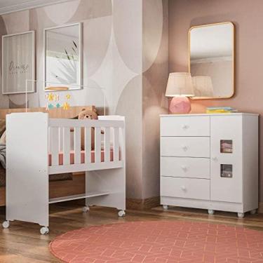 Imagem de Quarto de Bebê com Mini Berço Tigus e Cômoda Life Branco