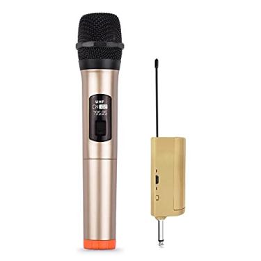 Imagem de Chusui Microfone sem fio portátil VHF Dynamic Mic com mini receptor portátil Plugue de 6,35 mm Compatível com alto-falante Sistema de karaokê Amplificador de sistema de home theater Misturador de plac