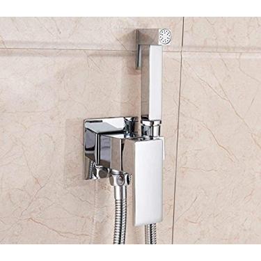 Imagem de XQMY Torneira de chuveiro de bidê preto fosco com sistema de chuveiro torneira de latão sólido torneira misturadora de água fria quente, A01, rosa