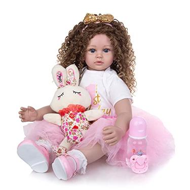 Imagem de Bebe reborn boneca menina realista corpo de pano 60cm (Olhos Azuis)