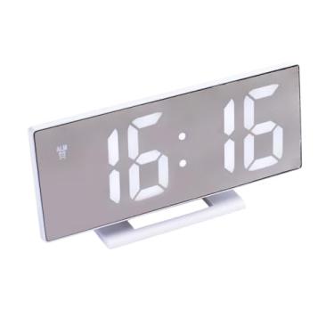 Imagem de VOSAREA relógio de mesa relógio mesa Relógio de V relógio de cabeceira despertador espelho despertador de tela grande LED mudo relógio luminoso conduziu relogio digital branco