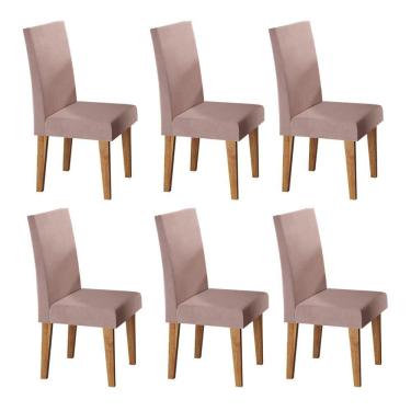 Imagem de Kit com 6 Cadeiras para Sala de Jantar Mdp/mdf Wallace Veludo Rosa