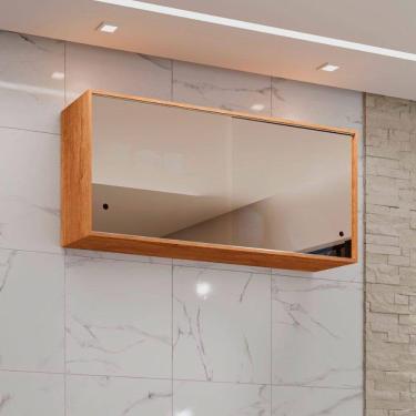 Imagem de Armário Aéreo Duplo Valencia 2 Portas De Correr Vidro Reflecta Salleto Cinamomo Com Off White