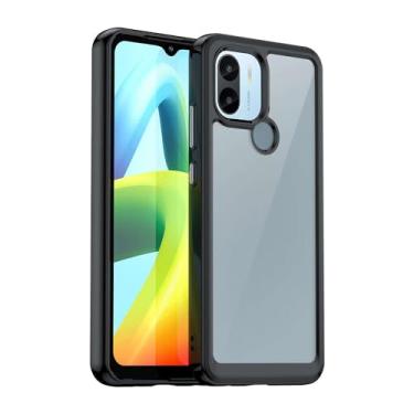 Imagem de Capa e capa para Xiaomi Redmi A2 Plus, botão de pressão flexível, capa transparente, anti-impressões digitais. Proteção total de 360° - preta