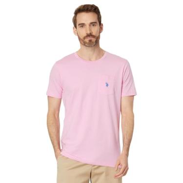 Imagem de U.S. Polo Assn. Camiseta masculina gola redonda com bolso (Grupo 2 de 2), Hora rosa, XXG