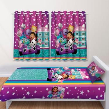Imagem de Conjunto de Quarto Infantil Jogo de Leçol + Cortina A Casa Magica da Gabby