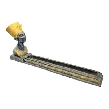 Imagem de Incensário Régua Egípcio Nefertiti Preto Dourado 26cm Resina