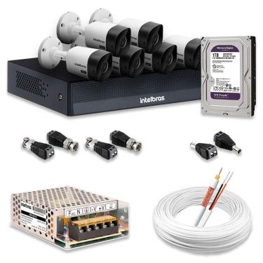Imagem de Kit 6 Câmeras De Segurança Intelbras Hd 720p Com Dvr Mhdx 1008-c Full Hd L Com Hd 1tb Purple