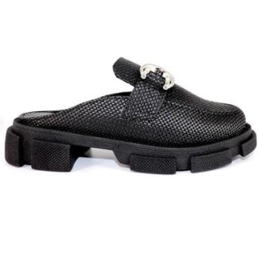 Imagem de Mocassim Feminino Mule Tratorado Preto com Fivela Conforto e Estilo Moderno-Feminino