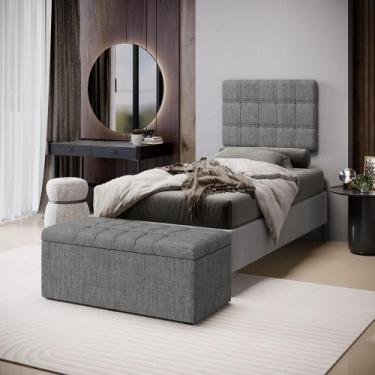 Imagem de Kit Painel Rana 100 e Calçadeira Alpha Linho Aradecor, CINZA ESCURO, S