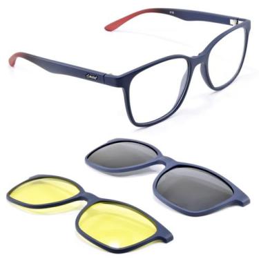 Imagem de Oculos Sport Armação ClipOn Solar E Amarela Noite Smart 954, Azul