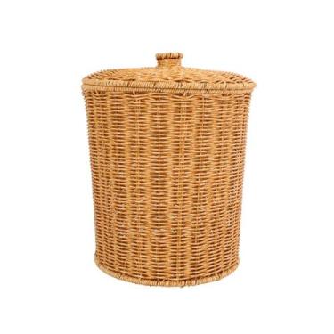 Imagem de lixeira com tampa redonda 15L textura rattan - Oikos, U, NATURAL